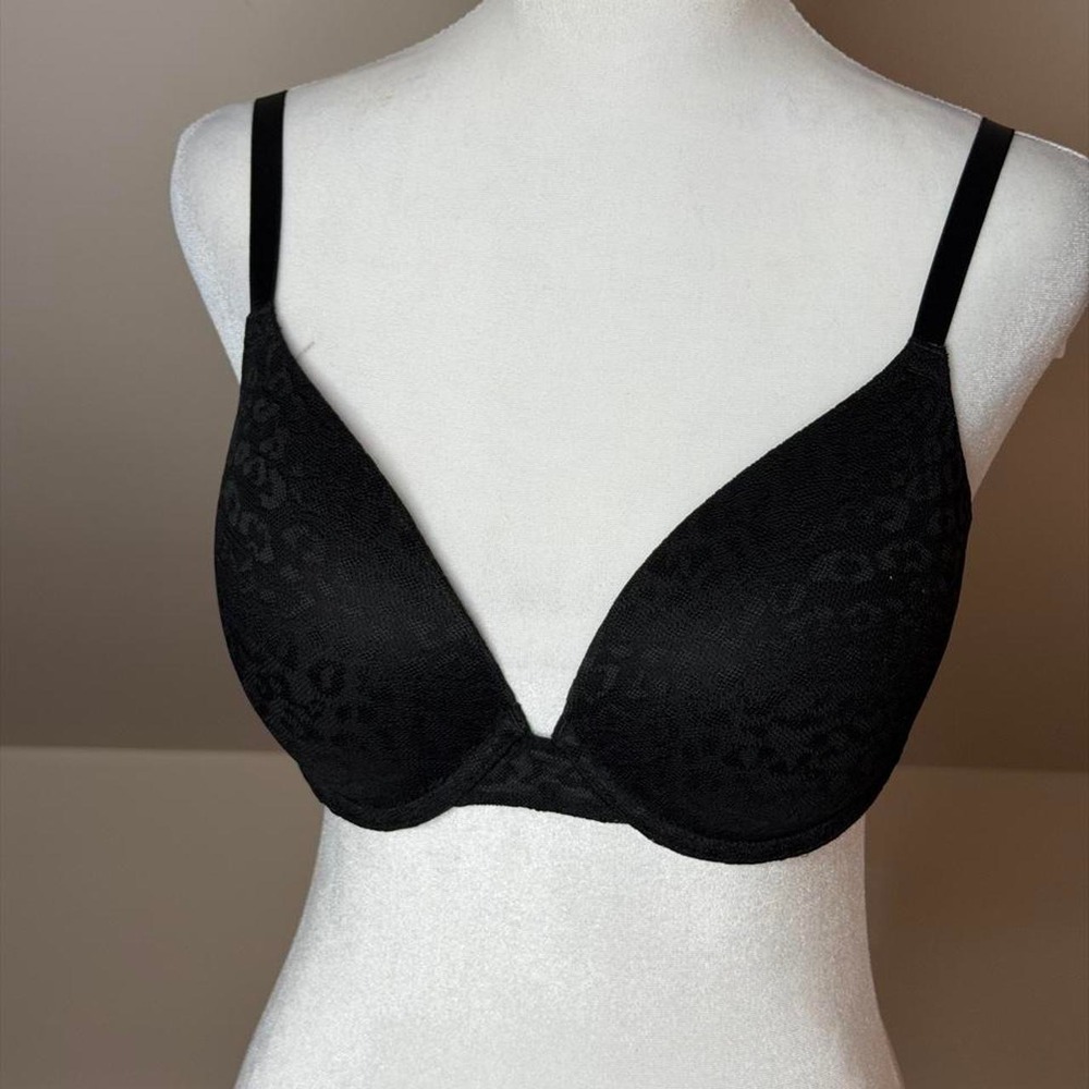 PINK Wear Everywhere Push-Up Bra 34D Black Lace Y2K Victoria's Secret